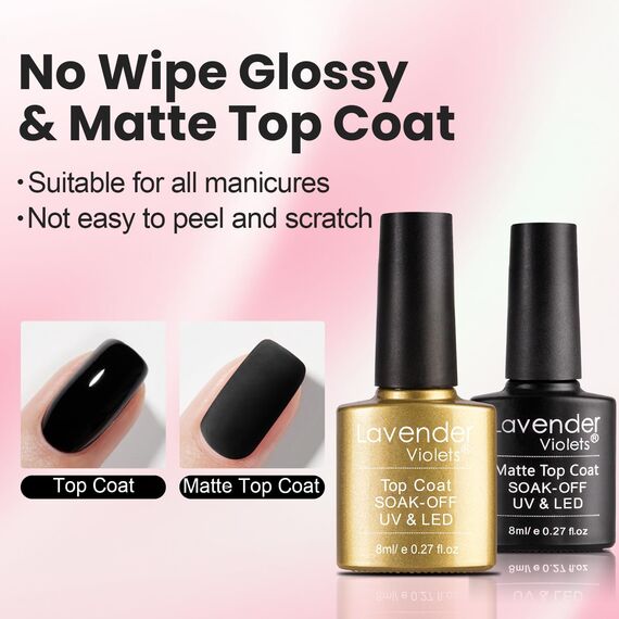 Lavender Violets 26-teilig UV-Gel-Nagellack-Set, Mit roten, orangen & goldenen, Grundierung, blühender Gel-Unterlack, glänzender und matter Überlack, Punkte-Design, Zeichnen mit Nagelpinsel C402