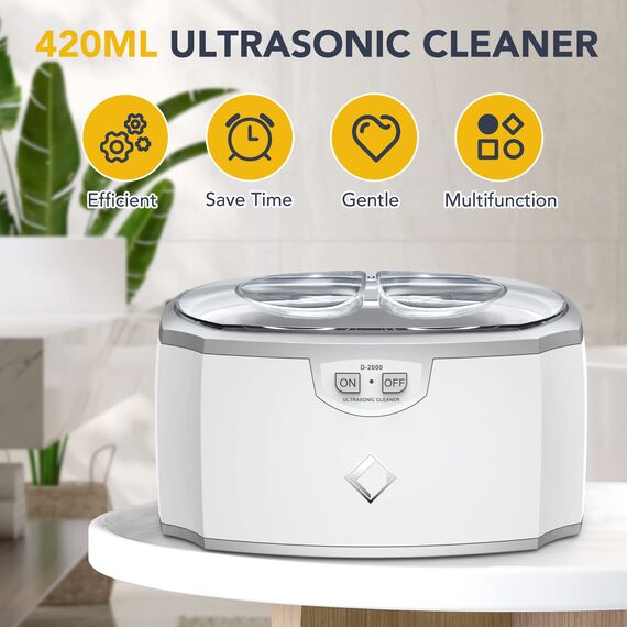 LifeBasis Ultraschallreinigungsgerät 420ml Brillenreinigungsgerät Ultraschallreiniger Ultraschallgerät 45kHz Zahnersatz Reinigungsbäder für Brillen Schmuck Uhren 30W Ultraschall Ultrasonic Cleaner