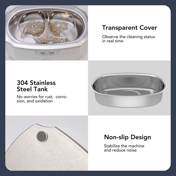 LifeBasis Ultraschallreinigungsgerät 420ml Brillenreinigungsgerät Ultraschallreiniger Ultraschallgerät 45kHz Zahnersatz Reinigungsbäder für Brillen Schmuck Uhren 30W Ultraschall Ultrasonic Cleaner