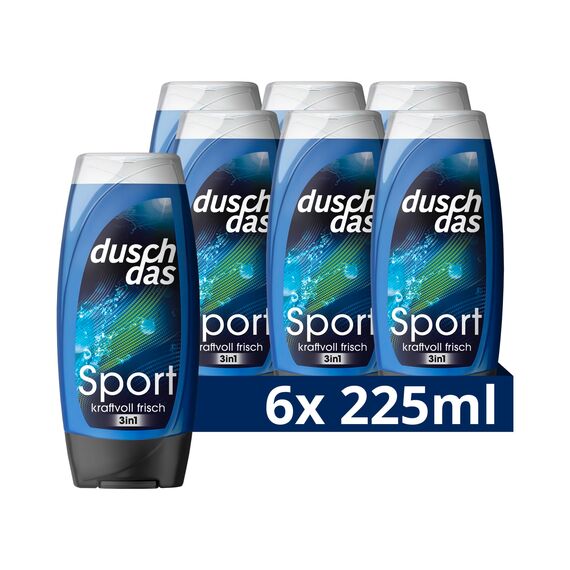 Duschdas 3-in-1 Duschgel & Shampoo Sport Duschbad mit Fresh-Energy-Duftformel sorgt für einen erfrischenden Start in den Tag 6x 225 ml