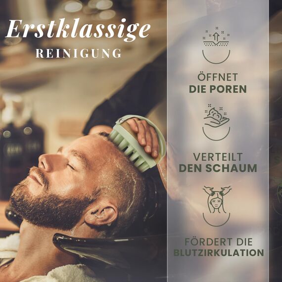 BAMBUA Kopfhaut Massagebürste - (Anti-Schuppen Effekt) Kopfmassage Bürste - Zur Kopfmassage beim Duschen - Premium Scalp Massager - Utensilienset Massage inkl. E-Book „Gesunde Kopfhaut“ (Grün)
