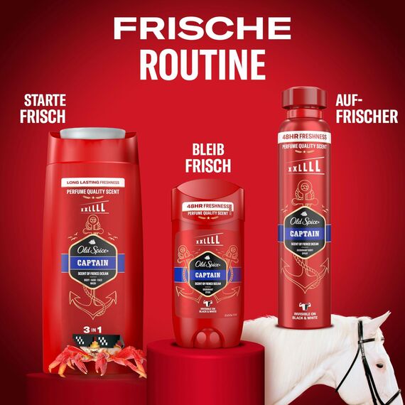 Old Spice Captain 3-in-1 Duschgel & Shampoo für Männer (675 ml), Körper-Haar-Gesichtsreinigung Männer, lang anhaltend Frisch, Zitrone, Sandelholz und Seeluft