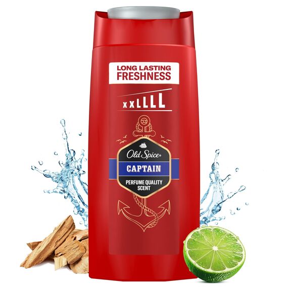 Old Spice Captain 3-in-1 Duschgel & Shampoo für Männer (675 ml), Körper-Haar-Gesichtsreinigung Männer, lang anhaltend Frisch, Zitrone, Sandelholz und Seeluft