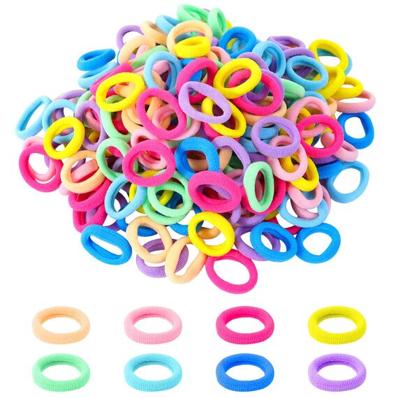 Hanyousheng 200 Stück Haargummis Mädchen, 8 Farben Klein Haargummi, Mini Nahtlose Haarbänder, Haarband Baby Mehrfarbig Soft Zopfgummi Klein für Mädchen Kinder Kleinkinder Baby