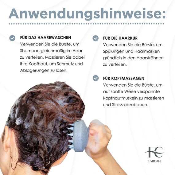 FABCARE Kopfhaut Massagebürste für Haarwachstum und Blutzirkulation, geeignet für alle Haartypen, aus Weizenstroh, ideal für Peeling und trockene Kopfhaut bei nassem oder trockenem Haar (Blau)