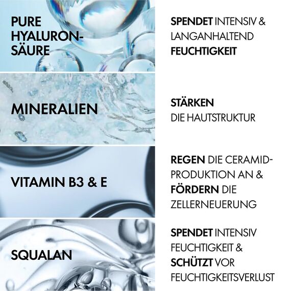 VICHY Feuchtigkeits-Boost Creme für normale Haut. Mit Mineralien, langkettiger Hyaluronsäure, Niacinamid (B3) und Squalan, Minéral 89 72H