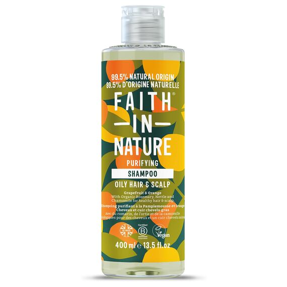 Faith In Nature Natürliches Grapefruit-Orangen-Shampoo, Belebend, Vegan und Frei von Tierversuchen, Ohne SLS Oder Parabene, Für Normales bis Fettiges Haar, 400ml
