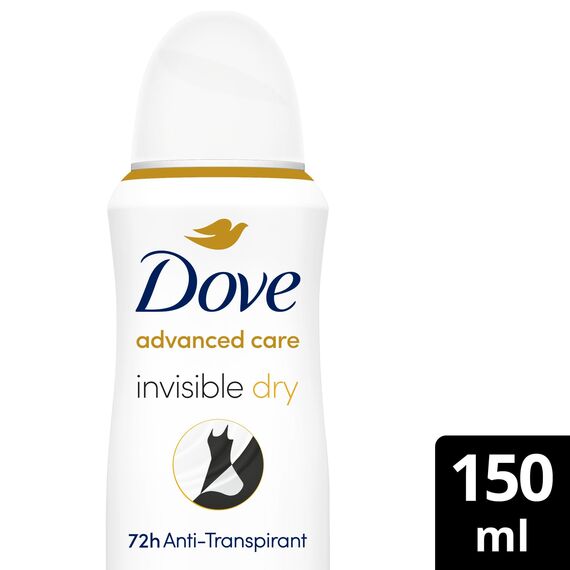 Dove Advanced Care Anti Transpirant Deo-Spray Invisible Dry hinterlässt keine sichtbaren weißen Flecken auf der Kleidung mit Skin Hydration Technology 150 ml