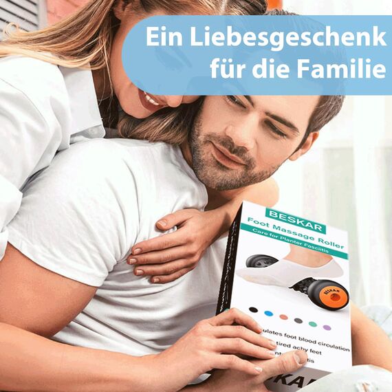 BESKAR Fußmassagerolle für Plantarfasziitis, Tragbarer Gummi Massagerolle zur Linderung Fußgewölbe-Schmerzen, Fuß-Triggerpunkttherapie & Tiefengewebemuskel, Fuß-Reflexzonenmassage, Blau