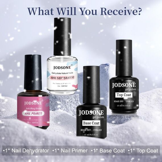 JODSONE 4 Flaschen mit je 15 Kapazitäten Nageltrockner Nagelgrundierung Basislack Decklack Langanhaltend und einfach aufzutragen Große Flasche