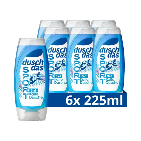 Duschdas 3-in-1 Duschgel & Shampoo Sport Kalte Dusche Limited Edition Duschbad mit Meersalz- und Zitronengrasduft 6 x 225 ml