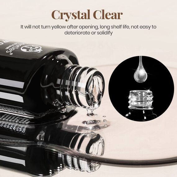 Beetles Gel Überlack Unterlack Set - Ohne Abwischen 2pcs 7.5ml LED Klares Gel Basis Top Nagel Glänzendes Glanz Finish Langlebiger UV Nagellack Lampe Nägel Kunst DIY Zuhause