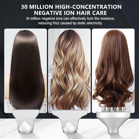 Slopehill Ionen Haartrockner, 110,000RPM Bürstenloser Motor Schnelles Trocknen Föhn mit Magnetischer Diffusor, Wenig Lärm/Biokeramische Technologie, für Zuhause, Reisen, Salon (Hellgrau）1