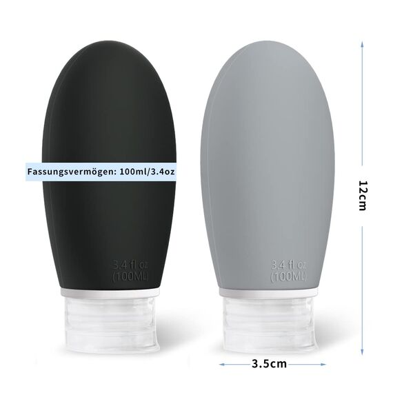 Opret 100ml Silikon Reiseflaschen Set, 3 Stück Auslaufsicher Nachfüllbare Portable Reise Container für Shampoo Creme Spülung, BPA-frei und TSA-geprüft