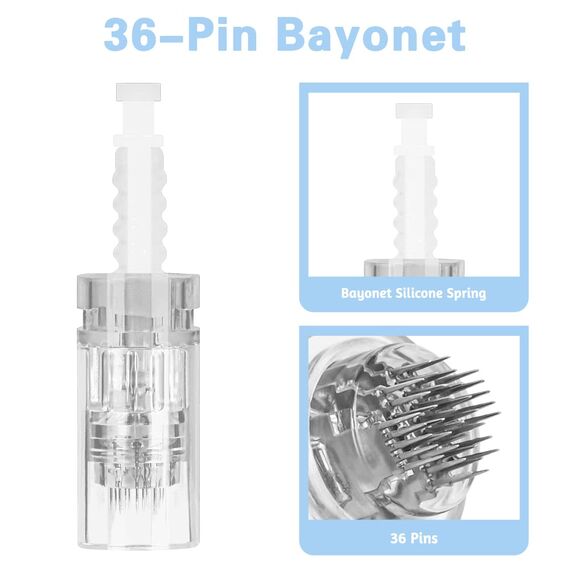 LOPHE 36 Pin Ersatz Nadeln Patrone,12 Stück Universalmodell Ersatznadeln Mikronadel Derma Pen, Microneedling Pen Nadelpatronen für Auto Micro Nadelroller Einstellbar Needling Pen (Bajonett)