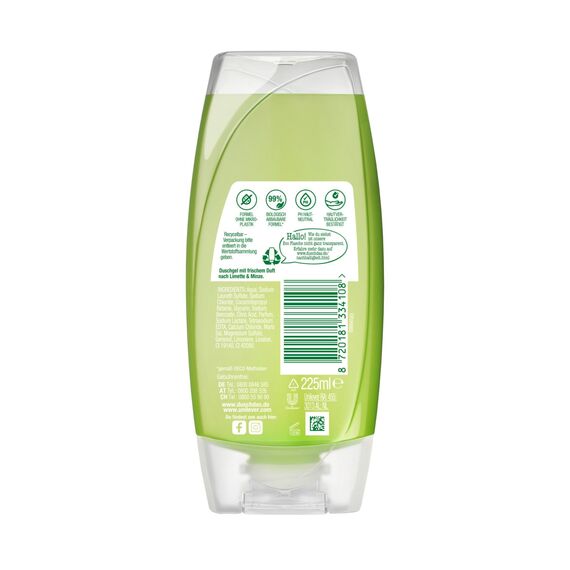 Duschdas Duschgel Limette Minze Duschbad mit Fresh-Energy-Duftformel sorgt fr einen erfrischenden Start in den Tag 6 x 225 ml