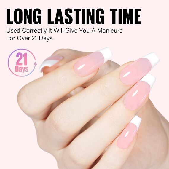 TOMICCA 4 Farben UV Nagellack Rosa & Weiß Set, Gel Nagellack Soak-Off UV/LED Transparent Serie, für Nagelstudio & DIY Home, 8ML