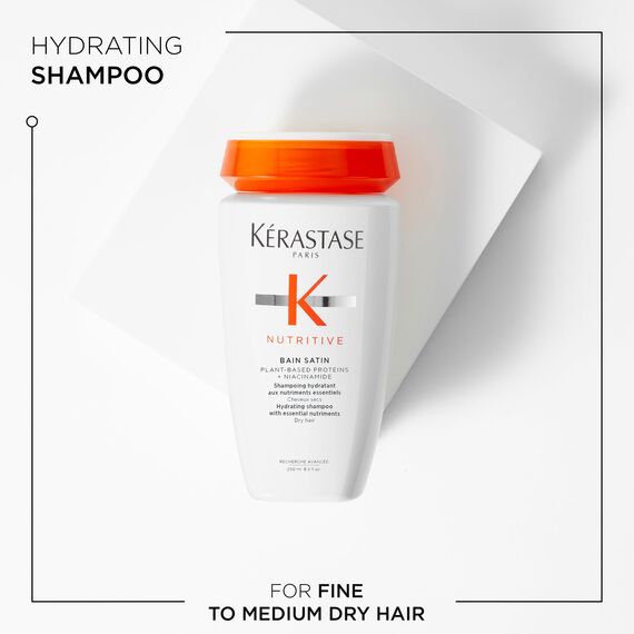 Kérastase Nutritive, Shampoo für normales bis leicht trockenes Haar, Feuchtigkeitsspendendes und revitalisierendes Haarbad, Ohne Parabene, Bain Satin Hydrating Shampoo, 250 ml