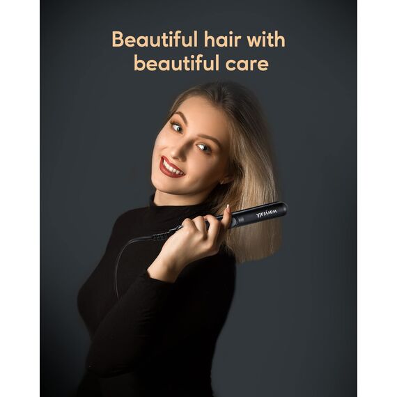 Wavytalk Mini Glätteisen für kurzes Haar, kleines Haarglätter passt in die Handtasche, duale Spannungsversorgung, Keramik-Heizplatte, Schwarz.