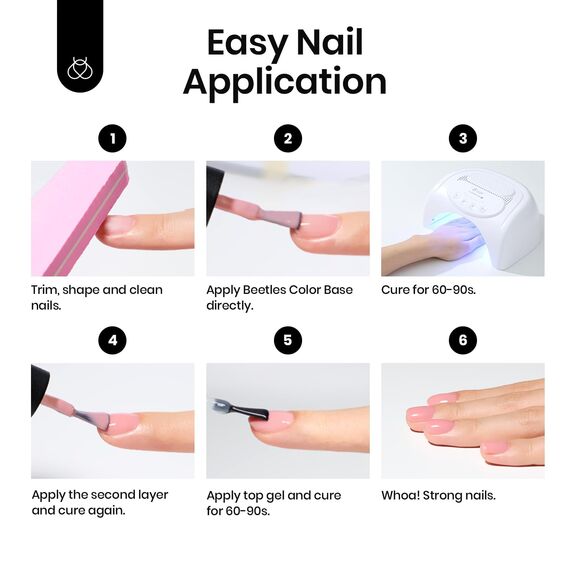 Beetles Farbiger Basis-Gel-Nagellack, 6 Farben Nude-Pink-Gel Nail Polish Pfirsich-Pink neutraler Nagellack transparente Farben Toner Soak-Off-Nagelkunst für Frauen