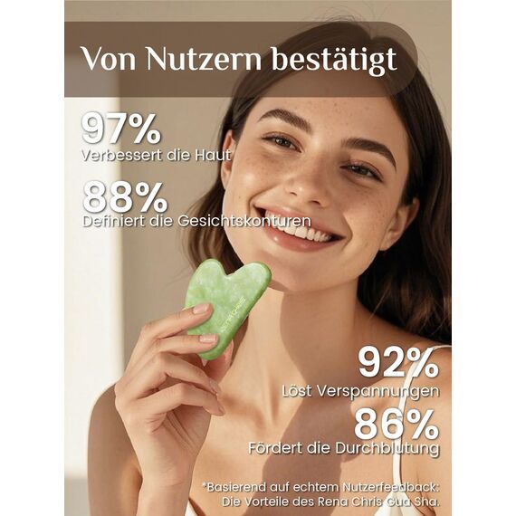 Rena Chris Jade Gua Sha Stein, Guasha Stein für Kieferlinien-Straffung und Reduzierung von Gesichtsschwellungen, Hautpflege-Geschenk – Mintgrün