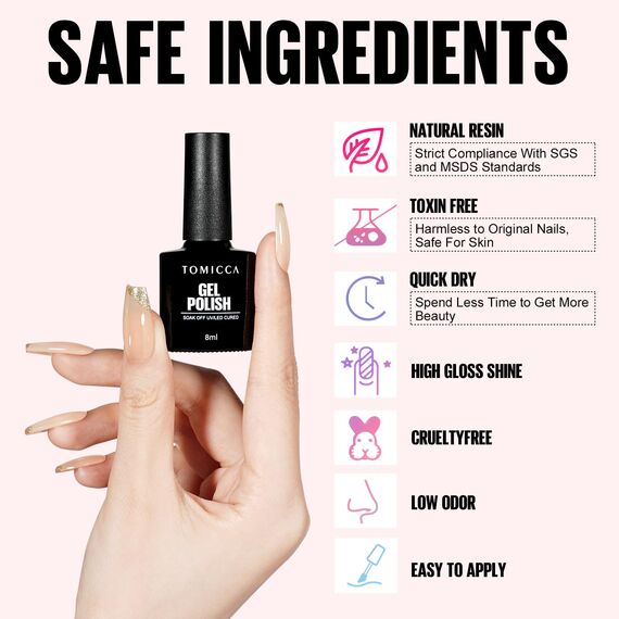 TOMICCA 4 Farben Gel Nagellack Nude Serie Set, Professional UV Nagellack, UV/LED Soak-Off Geschenk für Nagelstudio DIY Home, 8ML