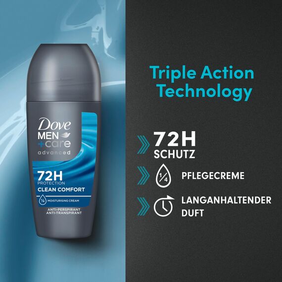 Dove Men+Care advanced Anti Transpirant Clean Comfort Deodorant mit 72 Stunden gegen Körpergeruch und Achselnässe mit Triple Action Technology 6 x 50 ml
