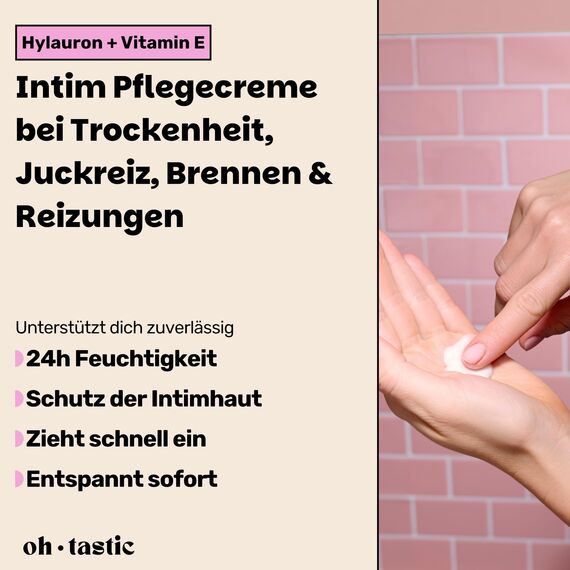 Natürliche Vaginal Creme gegen Scheidentrockenheit, Juckreiz & Irritationen im Intimbereich - Beruhigende Feuchtcreme mit Milchsäure & pH-Wert angepasst, Intimpflege Damen Wundcreme (50ml)