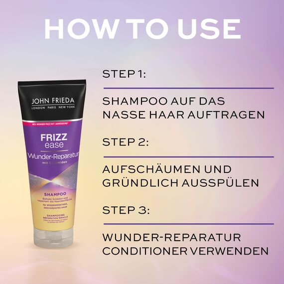 John Frieda Wunder Reparatur Shampoo - Inhalt: 75 ml - Reisegröße - Ideal zum Testen oder Verreisen - Frizz Ease Serie