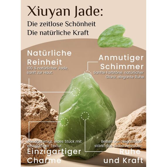 Rena Chris Jade Gua Sha Stein, Guasha Stein für Kieferlinien-Straffung und Reduzierung von Gesichtsschwellungen, Hautpflege-Geschenk – Mintgrün