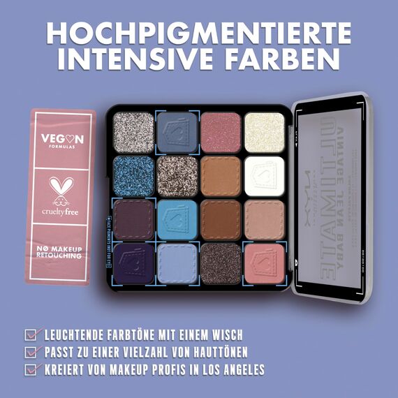 NYX Professional Makeup Lidschattenpalette mit 16 Farbtönen, Intensives und langanhaltendes Finish, Vegane Formel ohne Inhaltsstoffe tierischen Ursprungs, Ultimate Shadow, Farbton: Vintage Jean Baby