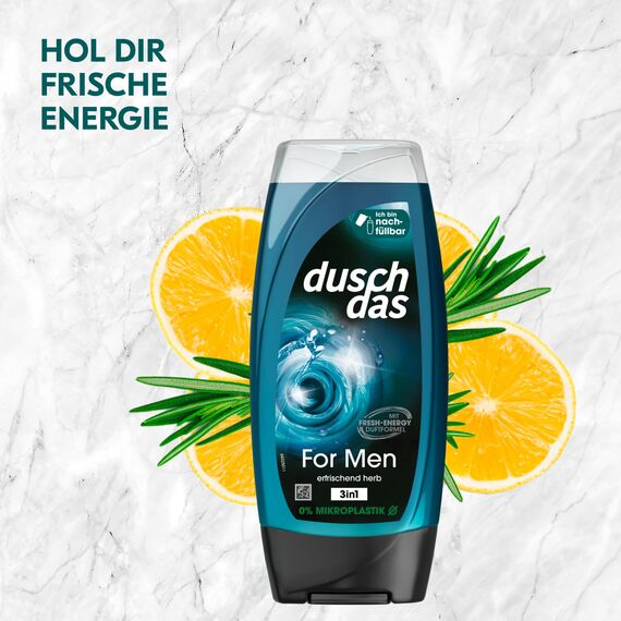 Duschdas Duschgel For Men Duschbad mit Fresh-Energy-Duftformel sorgt für eine erfrischende Dusche 6 x 225 ml