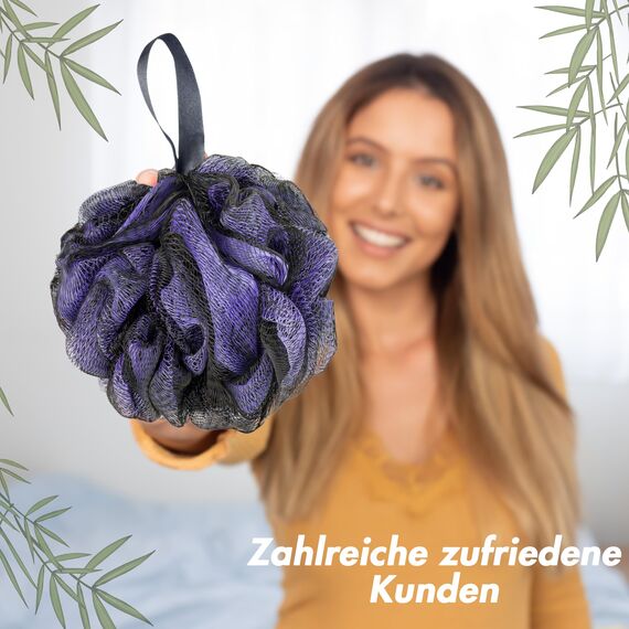 lampox - Badeschwamm [3er Pack] Duschschwamm, Peelinghandschuh, Badebürste, Peeling schwamm, Luffa schwamm, extra groß (Mix B)