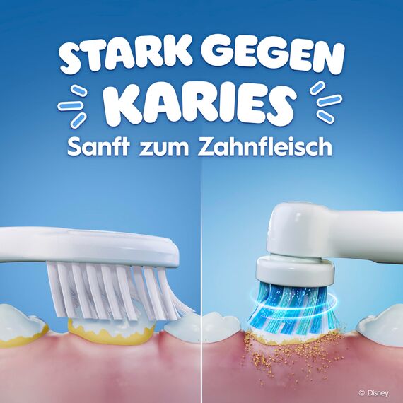 Oral-B Pro Kids Frozen Elektrische Zahnbürste, Electric Toothbrush für Kinder ab 3 Jahren, inklusive Sensitiv+ Modus für Zahnpflege, extra weiche Borsten, 1 Aufsteckbürste, 4 Sticker, blau, lila