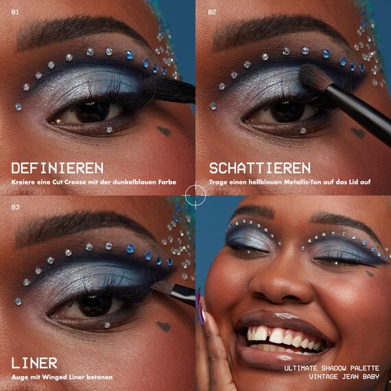 NYX Professional Makeup Lidschattenpalette mit 16 Farbtönen, Intensives und langanhaltendes Finish, Vegane Formel ohne Inhaltsstoffe tierischen Ursprungs, Ultimate Shadow, Farbton: Vintage Jean Baby