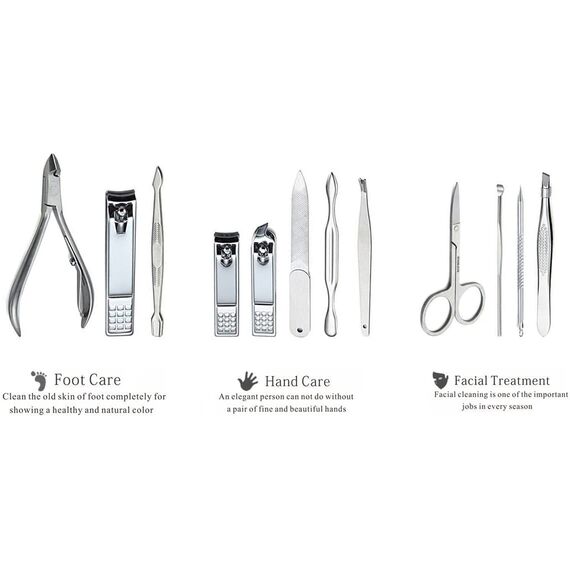 Keiby Citom Maniküre Set Professionelles Nagelknipser Kit Pediküre Kit -12 stücke Pflegeset aus Edelstahl Nagelpflege Werkzeuge Reise Grooming Kit (Schwarz)