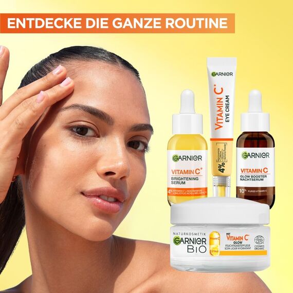 Garnier Vitamin C Set Glow Booster Set für Tag und Nacht aus Brightening Anti-Dark-Spot Serum, Vitamin C Glow Booster Augenpflege Vitamin C Glow Booster Nachtserum und Vitamin C Tagescreme, 4 teilig