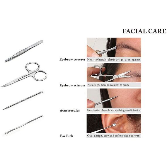 Keiby Citom Maniküre Set Professionelles Nagelknipser Kit Pediküre Kit -12 stücke Pflegeset aus Edelstahl Nagelpflege Werkzeuge Reise Grooming Kit (Schwarz)