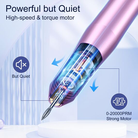 Nagelfräser, Elektrische nagelfräser Maniküre Set, 20000 U/Min Verstellbare Geschwindigkei Schleifpolierer für gelnägel, Fräser für Gelnägel, Nagelhaut Shellac Acrylgel, Sicher für Anfänger