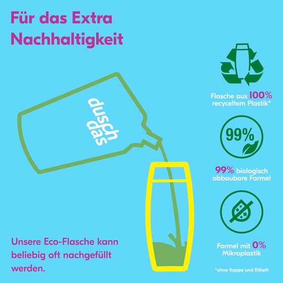 Duschdas Duschgel Wildrose Melisse Duschbad mit verwöhnender Duftformel sorgt für einen erfrischenden Start in den Tag 6x 225 ml