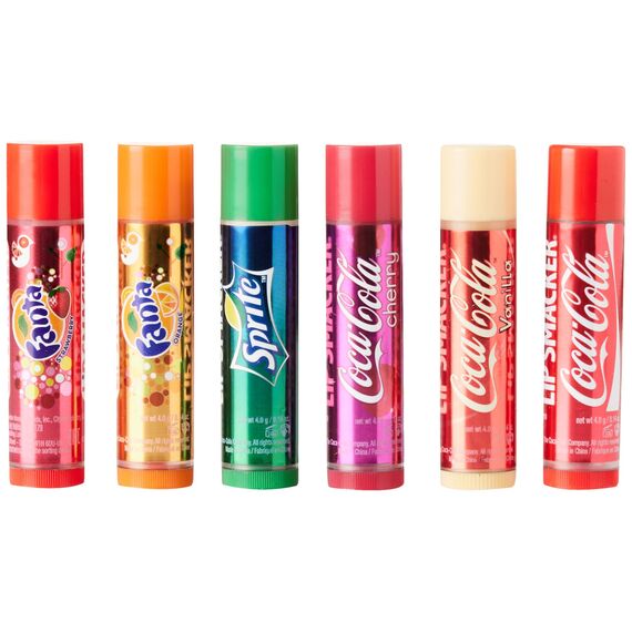 Lip Smacker Coca Cola Tin Collection, Set mit 6 Lippenbalsamen mit Originalen Geschmacksrichtungen von Coca-Cola, Fanta und Sprite