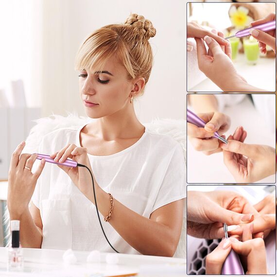 Nagelfräser, Elektrische nagelfräser Maniküre Set, 20000 U/Min Verstellbare Geschwindigkei Schleifpolierer für gelnägel, Fräser für Gelnägel, Nagelhaut Shellac Acrylgel, Sicher für Anfänger