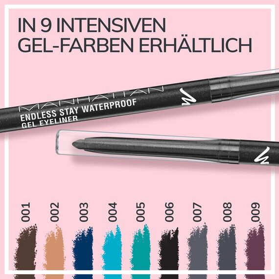 Manhattan Endless Stay Waterproof, Schwarzer Gel Eyeliner mit Glitzer und herausdrehbarer Mine ohne Anspitzen, Farbe Starlit Black 007, 1 x 2,6g (Packung mit 2)