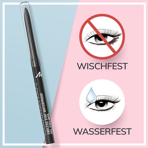 Manhattan Endless Stay Waterproof, Schwarzer Gel Eyeliner mit Glitzer und herausdrehbarer Mine ohne Anspitzen, Farbe Starlit Black 007, 1 x 2,6g (Packung mit 2)
