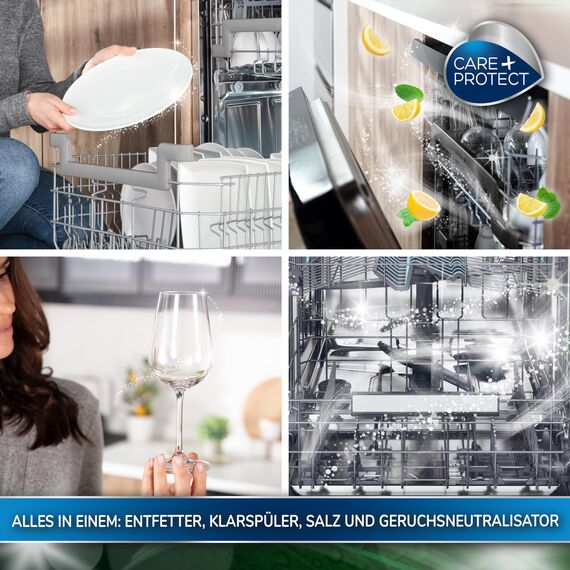CARE + PROTECT – Ökologisches Gechirrspüler-Gel / hypoallergen / tierversuchsfrei / biologisch abbaubar / Geschirrspülmittel, Entfetter und Klarspüler / 650 ml / bis zu 38 Spülgänge