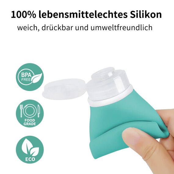 Opret 4 Stück Silikon Reiseflaschen Set, 60ml Auslaufsicher Nachfüllbare Portable Reise Container für Shampoo Creme Spülung, BPA-frei und TSA-geprüft