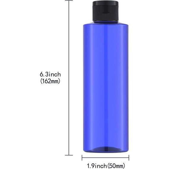 Toureal 250ML Reiseflaschen Set mit Flip Cap (4 Stück) Leere Spender Plastikflasche Set, Abfüllflaschen für Kosmetik mit Trichter (Blau)