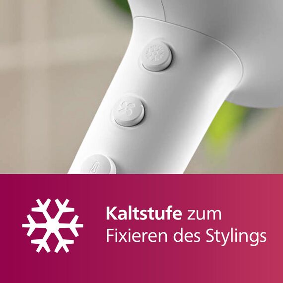 Philips Haartrockner 5000 Series, ThermoShield Technologie, Ionisierungsfunktion, 2.100 W, Weiß, mit Stylingdüse und Volumendiffusor, Modell BHD500/20