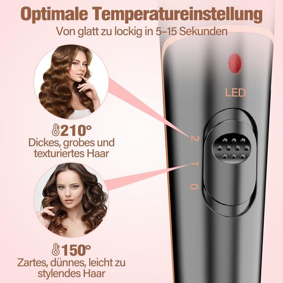 Lockenstäbe 3 Fässer für Große-BESTOPE PRO Lockenstab set 5 in 1 Locken mit einstellbarer Temperatur Keramik Lockenwickler mit Verschiedenen Aufsätzen Schnelle Heizung, Handschuh, 2 Clips
