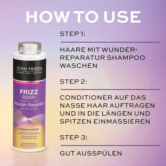 John Frieda Wunder Reparatur Conditioner - Vorteilsgröße: 500 ml - Frizz Ease Serie - Haartyp: widerspenstig, geschädigt, strapaziert - Kabinettgröße